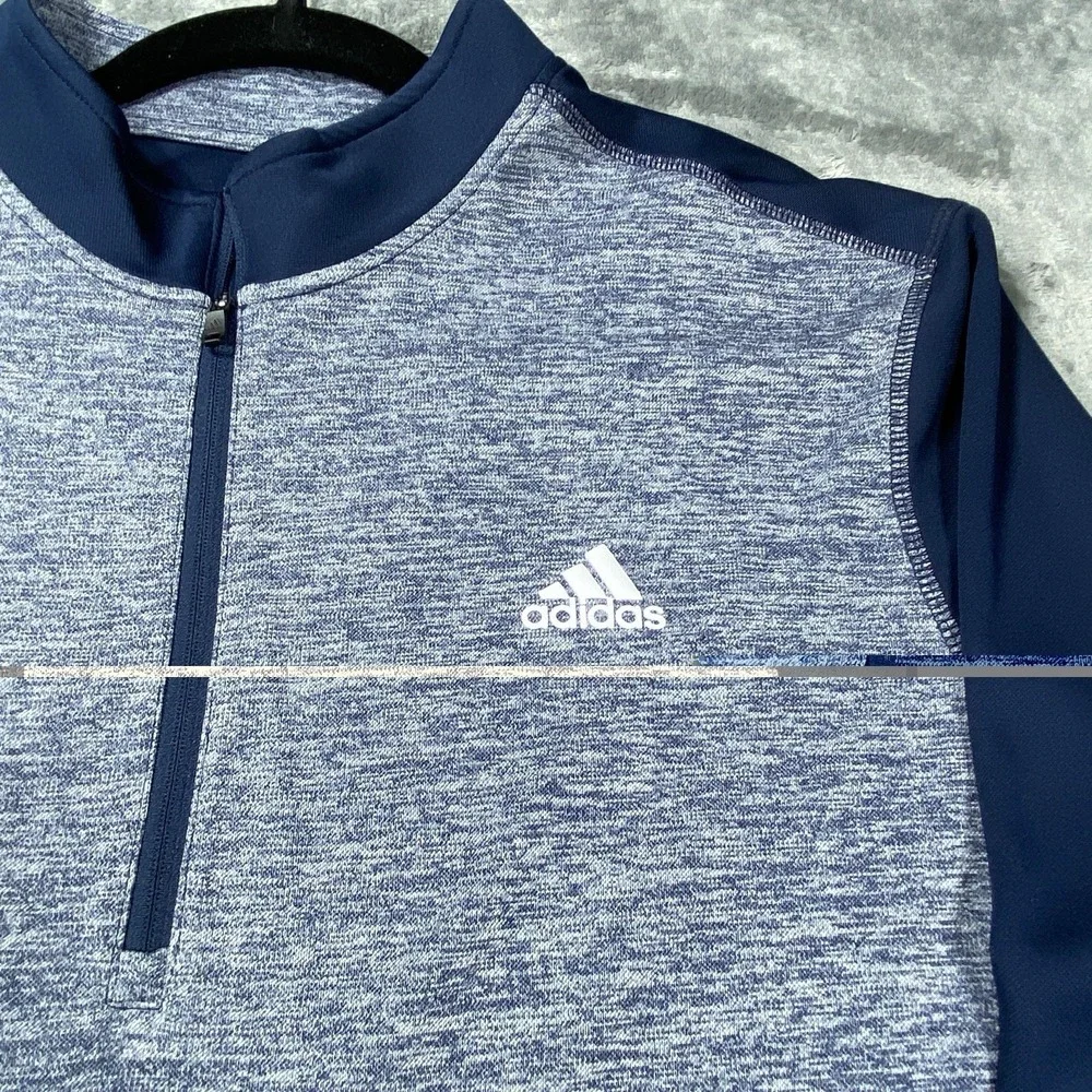 Adidas Golf Polo Shirt Mens Large Gray Long Sleeve Performance Three Stripes Gym